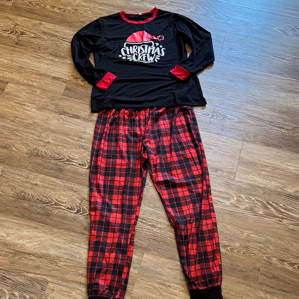 Christmas Crew Women’s Pajamas - Black and Red Plaid